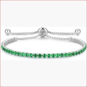 Sterling Silver Gold Plated Tennis Bracelet Adjustable Bolo Style